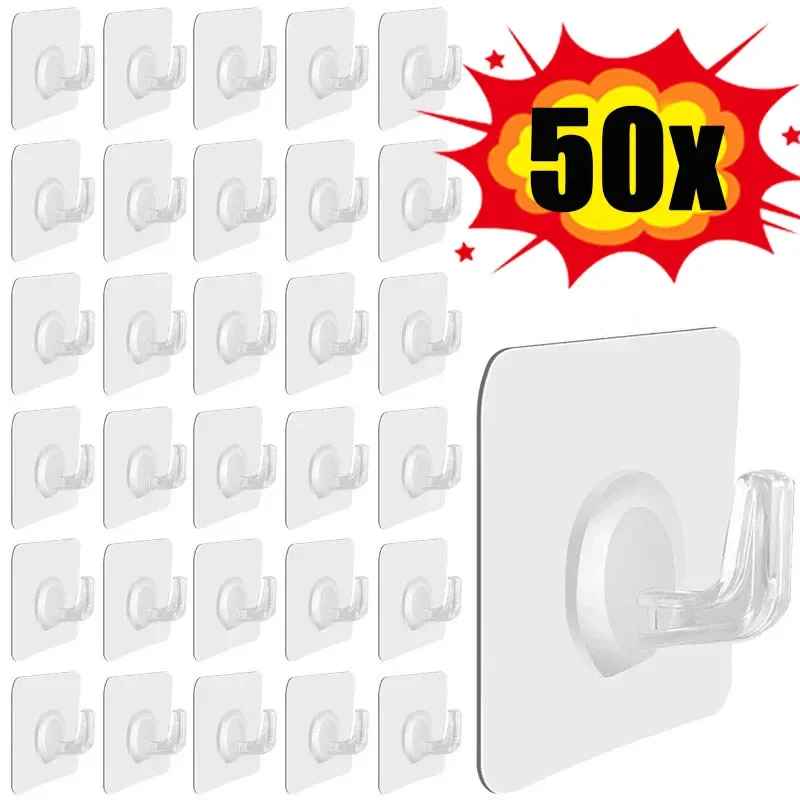 Kitchen Gadgets Rack - 5-50pcs 투명 자기 접착 후크 문