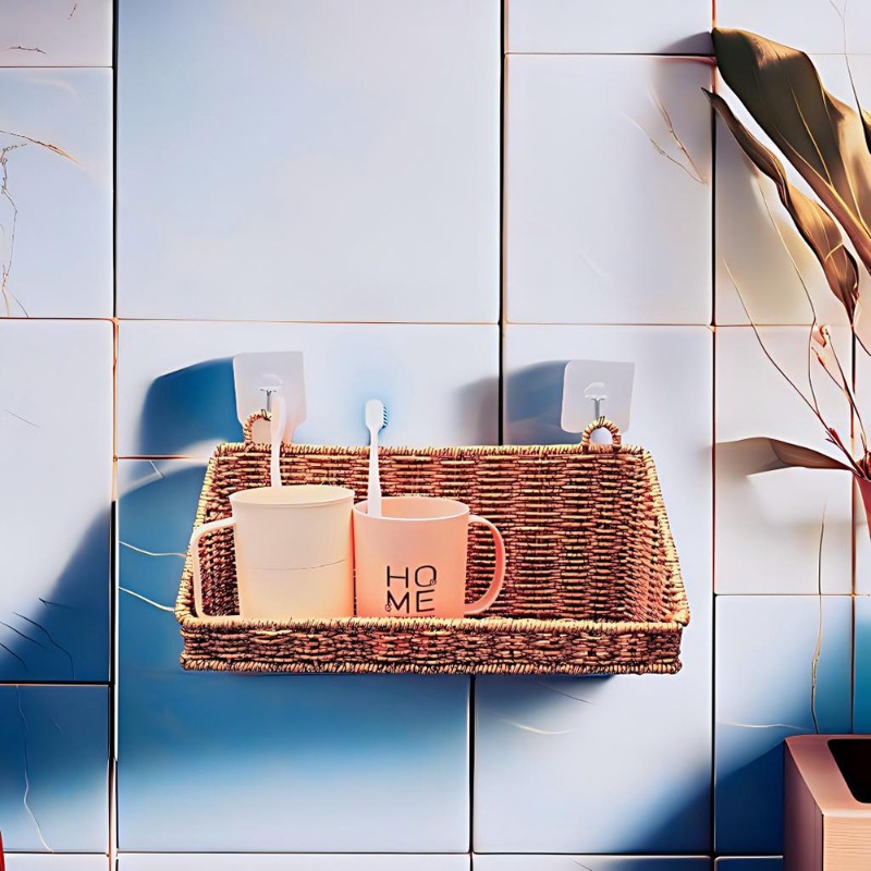 Kitchen Gadgets Rack Storage - 짠 라탄 걸이형 수납 바구니, 벽걸이형