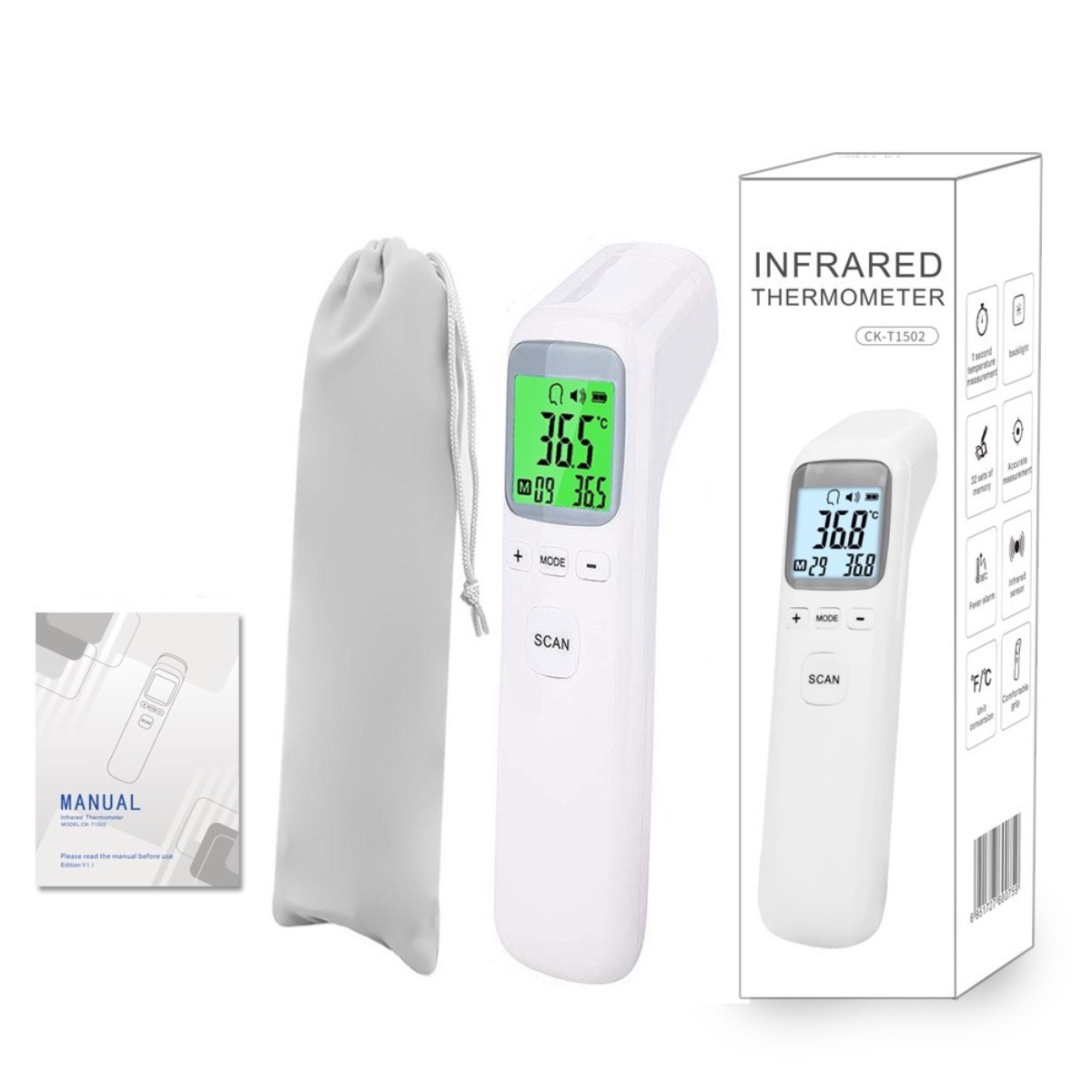 Instant Read Thermometer - 성인 및 어린이용 체온계, 비접촉식 이마