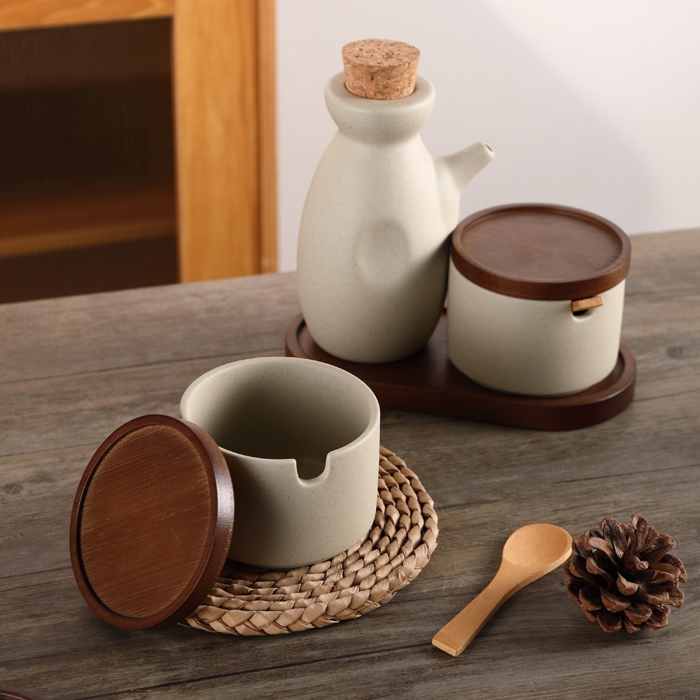 Kitchen Gadgets Vintage - 주방용품 일본식 세라믹 양념통 뚜껑 포함