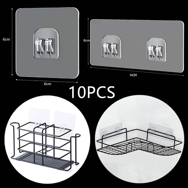 Kitchen Gadgets Rack Storage - 투명 벽걸이 선반 후크 10 개,