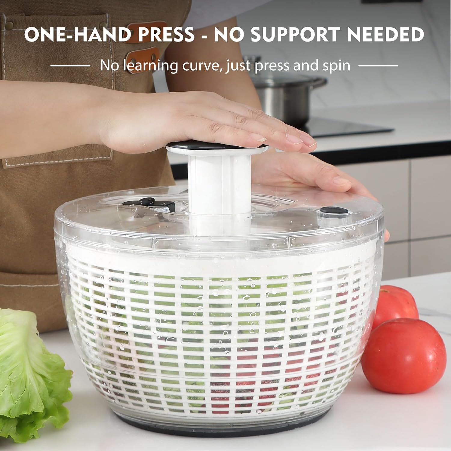 6.3QT 샐러드 스피너, 완전 분리형 뚜껑 포함, 한 - Salad Spinner 리뷰 및 가격