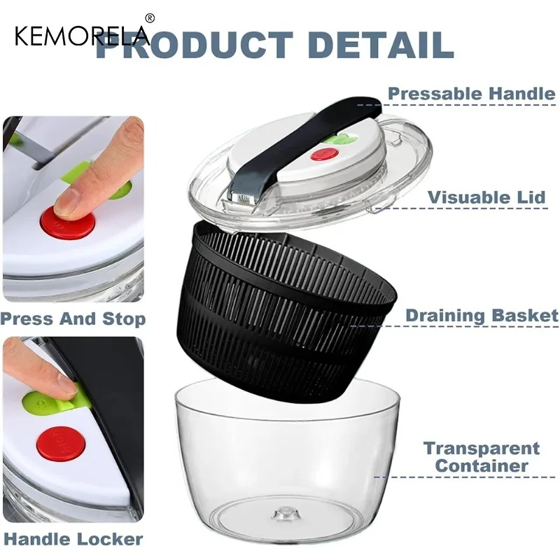 KEMORELA 3L 야채 탈수기 대형 샐러드 볼 뚜껑 - Salad Spinner 리뷰 및 가격