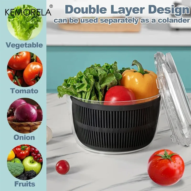 KEMORELA 3L 야채 탈수기 대형 샐러드 볼 뚜껑 - Salad Spinner 리뷰 및 가격