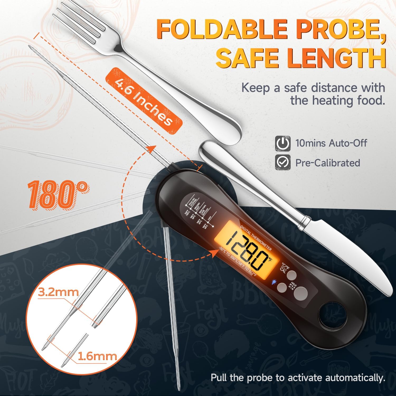 접이식 프로브, LED 디스플레이가 포함된 디지털 즉시 - Instant Read Thermometer 리뷰 및 가격