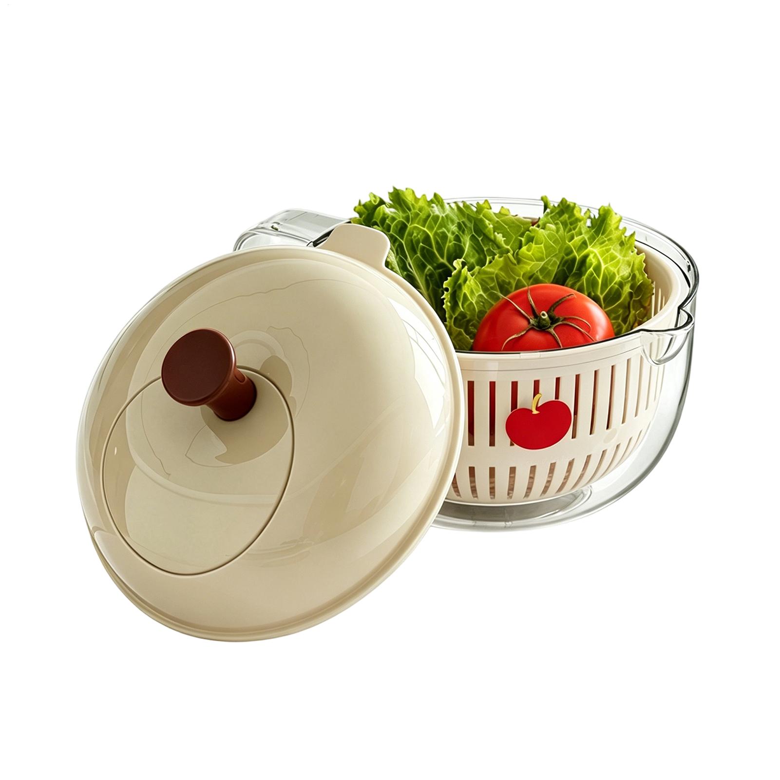 애플 디자인 야채 세척기, 이중 배수 바구니, 수동 샐 - Salad Spinner 리뷰 및 가격