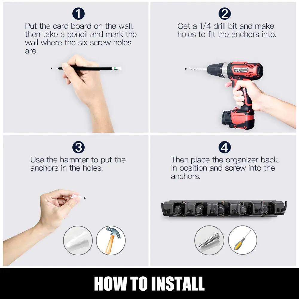 벽걸이 형 걸레 홀더 3/4/5 위치 다기능 빗자루 걸 - Kitchen Gadgets Hacks 리뷰 및 가격