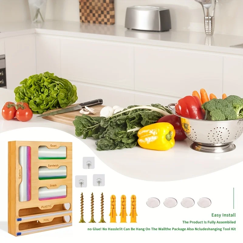 주방 보관 선반 플라스틱 랩 디펜서, 커터 포함 대나무 - Kitchen Gadgets Rack 리뷰 및 가격