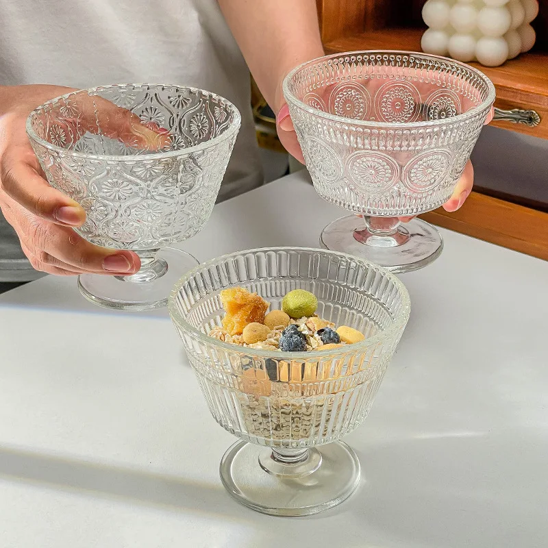 빈티지 레리프 플라워 유리컵 홈 아이스크림 디저트 볼  - Kitchen Gadgets Vintage 리뷰 및 가격