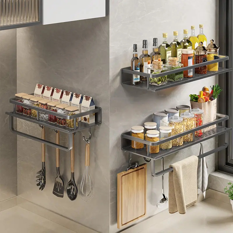 1 PC 다기능 주방 랙 스파이스 스토리지 랙 벽 마운 - Kitchen Gadgets Rack 리뷰 및 가격